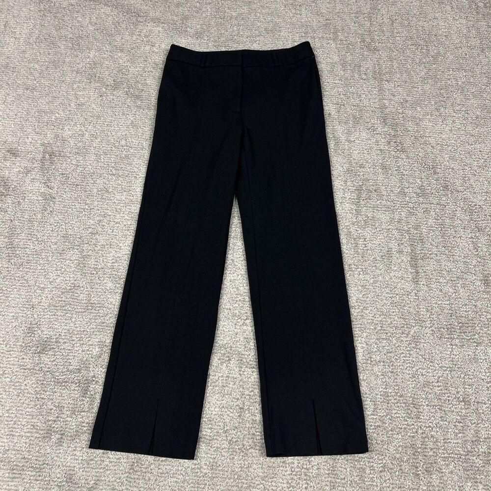 J McLaughlin Pants Womens 4 Black Straight Leg Stretch Ponte Ankle Slits Career